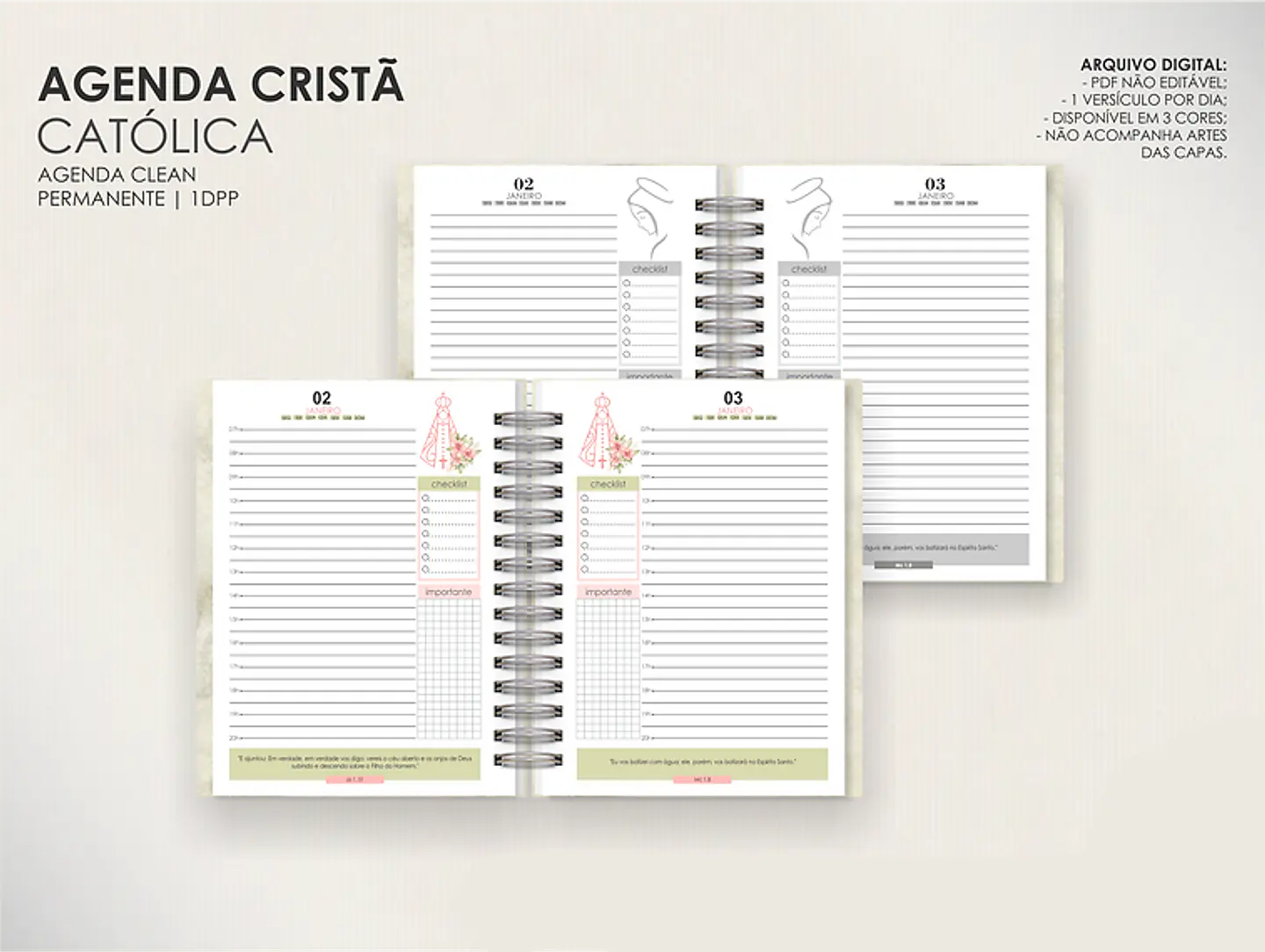 Arquivo Combo de Agendas Católicas - Datadas e Permanentes - Moldes da Lê 12