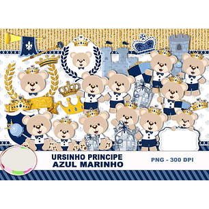 Kit Digital Ursinho Principe Azul Marinho