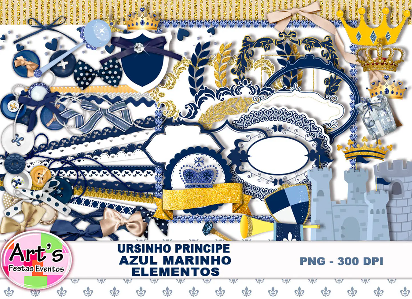 Kit Digital Ursinho Principe Azul Marinho 2