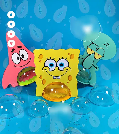 Arquivo Porta Bola Acrilica Bob Esponja, Lula Molusco e Patrick