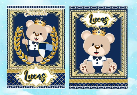 Arquivo Caderneta Ursinho Principe Azul Marinho