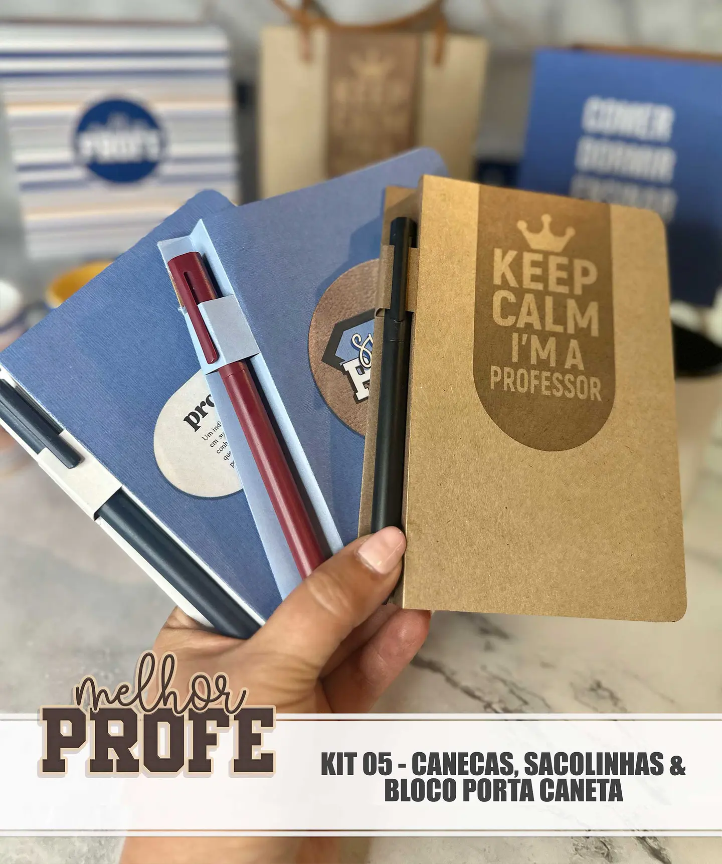 Arquivo Dia dos Professores Masculino - Kit 05 - Caneca, Sacolinha e Bloco porta Caneca - 4