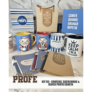 Arquivo Dia dos Professores Masculino - Kit 05 - Caneca, Sacolinha e Bloco porta Caneca - tita
