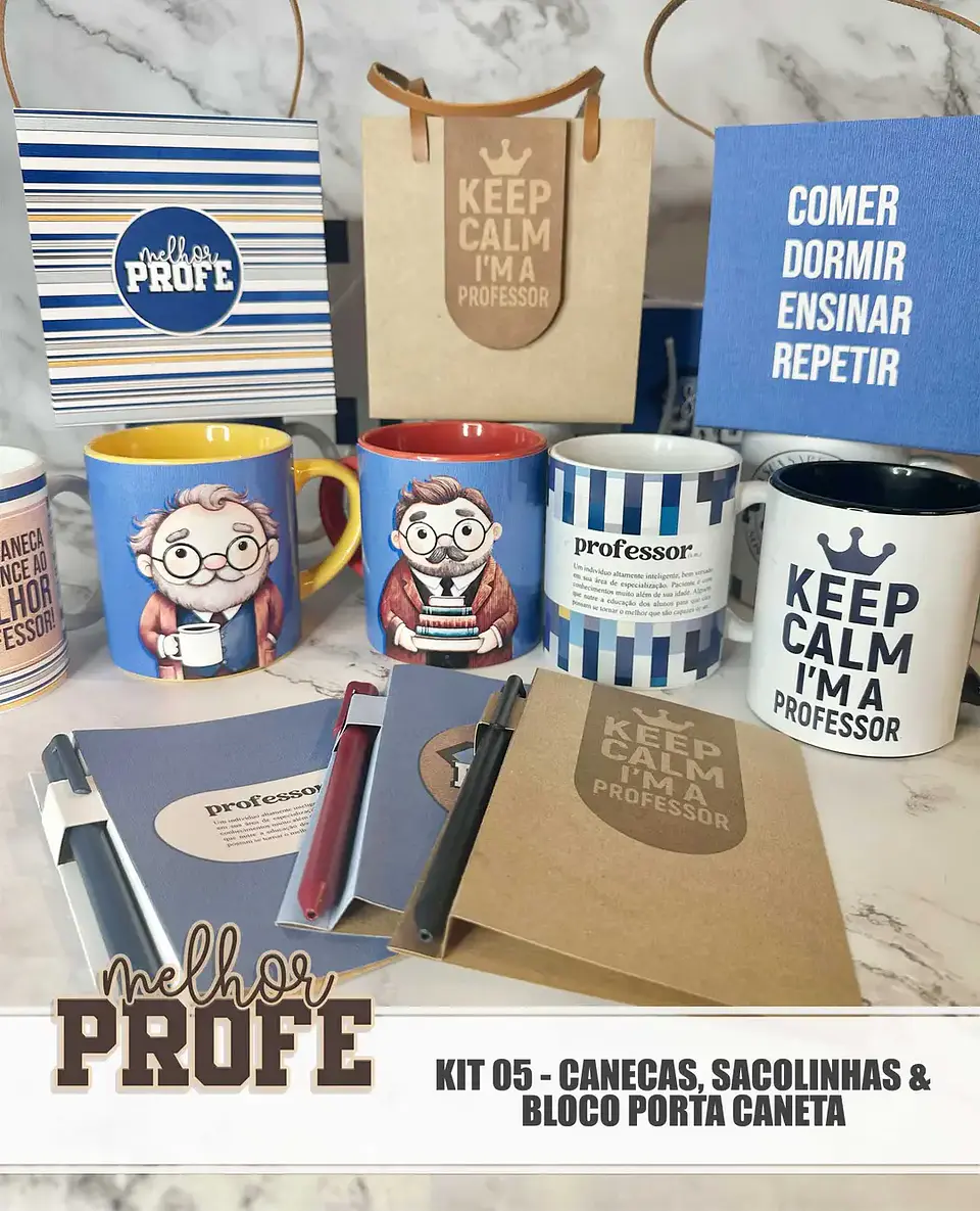 Arquivo Dia dos Professores Masculino - Kit 05 - Caneca, Sacolinha e Bloco porta Caneca - 2