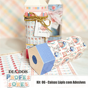 Arquivo Dia dos Professores - Kit 06 - Caixa Lápis Com Adesivos + Video Aula - TITA