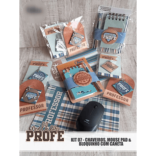 Arquivo Dia dos Professores Masculino - Kit 07 - Chaveiros, Mouse Pad e Bloquinho TITA