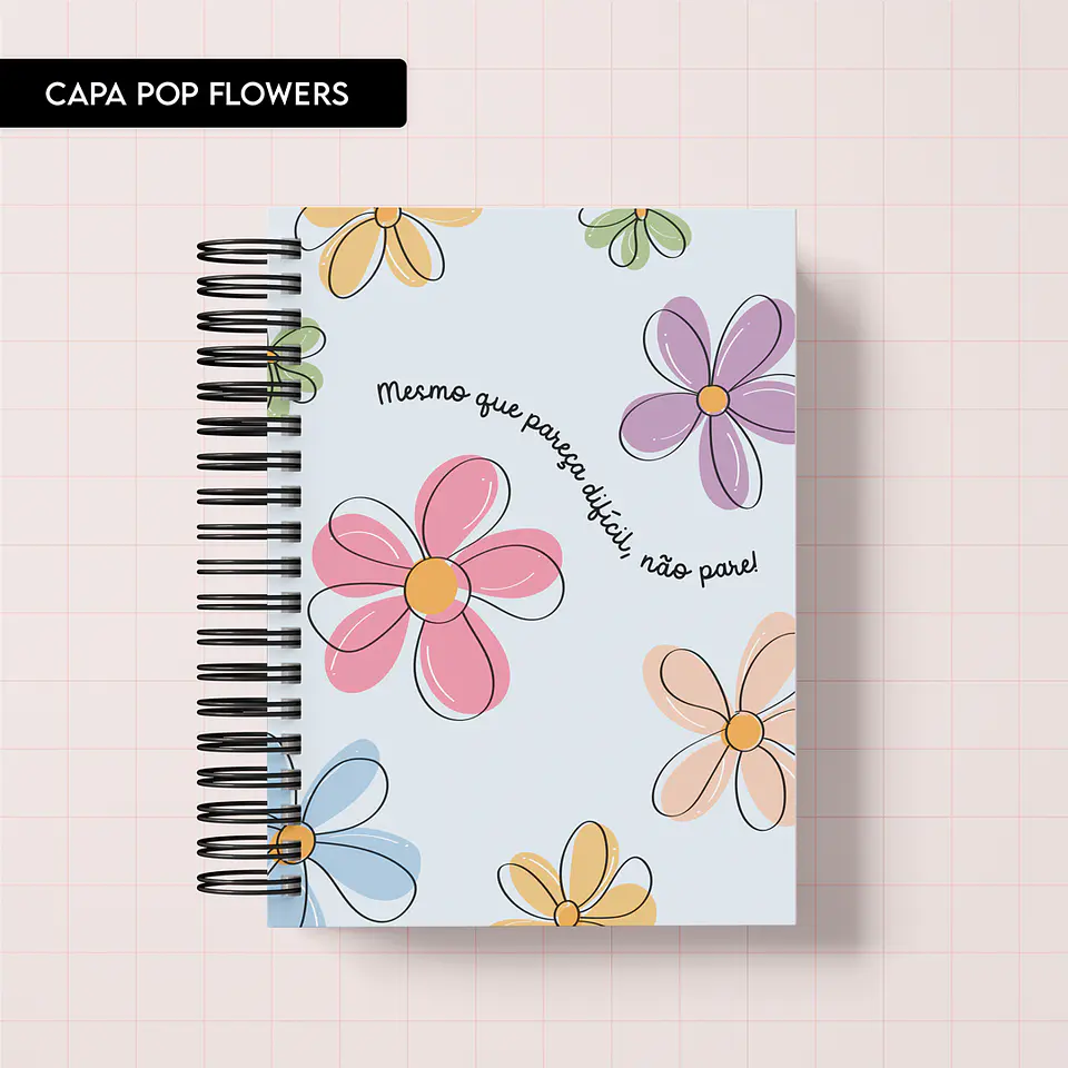 Arquivo Capa e Kit Digital Pop Flowers Floral - Trilha de Papel 1