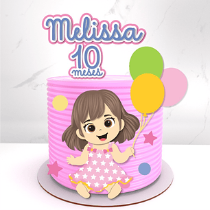 Arquivo Topo de Bolo Menina com Balões - em camadas