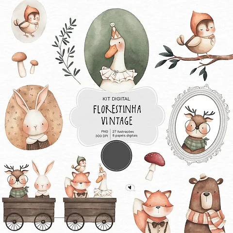 Kit Digital Florestinha Vintage - studio 812