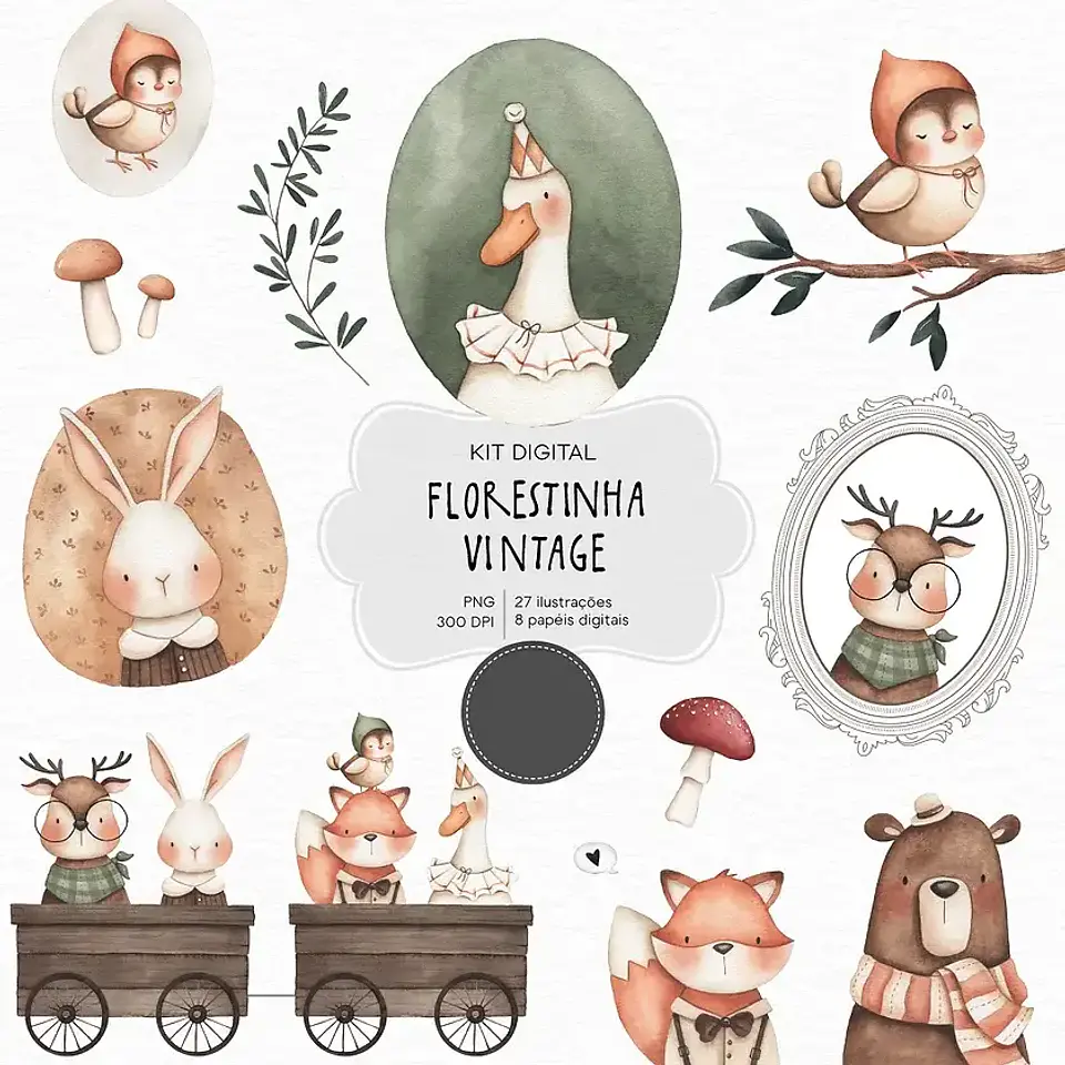 Kit Digital Florestinha Vintage - studio 812 1