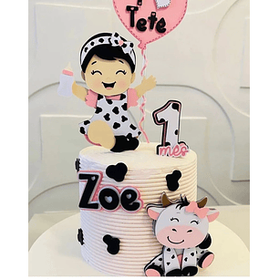 Arquivo Topo de Bolo Eu amo tetê Menina Vaquinha - EM CAMADAS