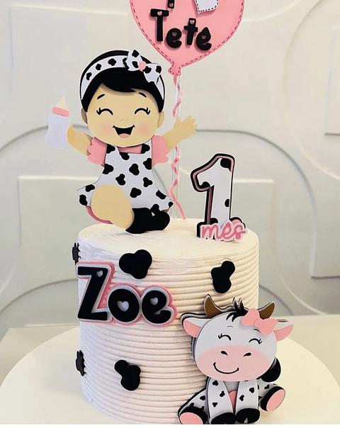 Arquivo Topo de Bolo Eu amo tetê Menina Vaquinha - EM CAMADAS