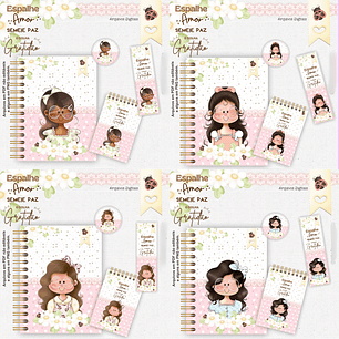 Arquivo Encadernação Kit Gratidão Meninas Floral - Arts Crys