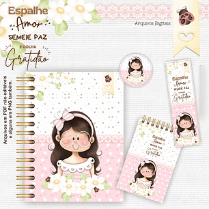 Arquivo Encadernação Kit Gratidão Meninas Floral - Arts Crys