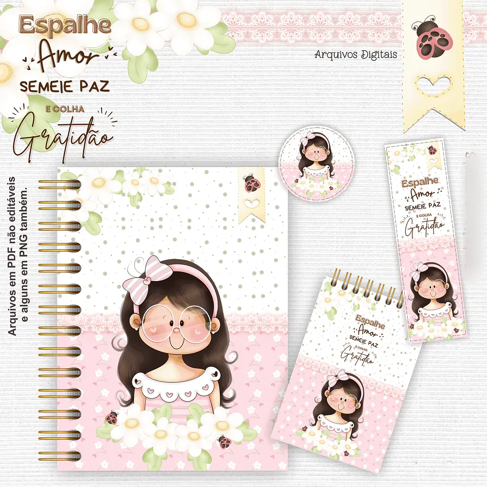Arquivo Encadernação Kit Gratidão Meninas Floral - Arts Crys 2