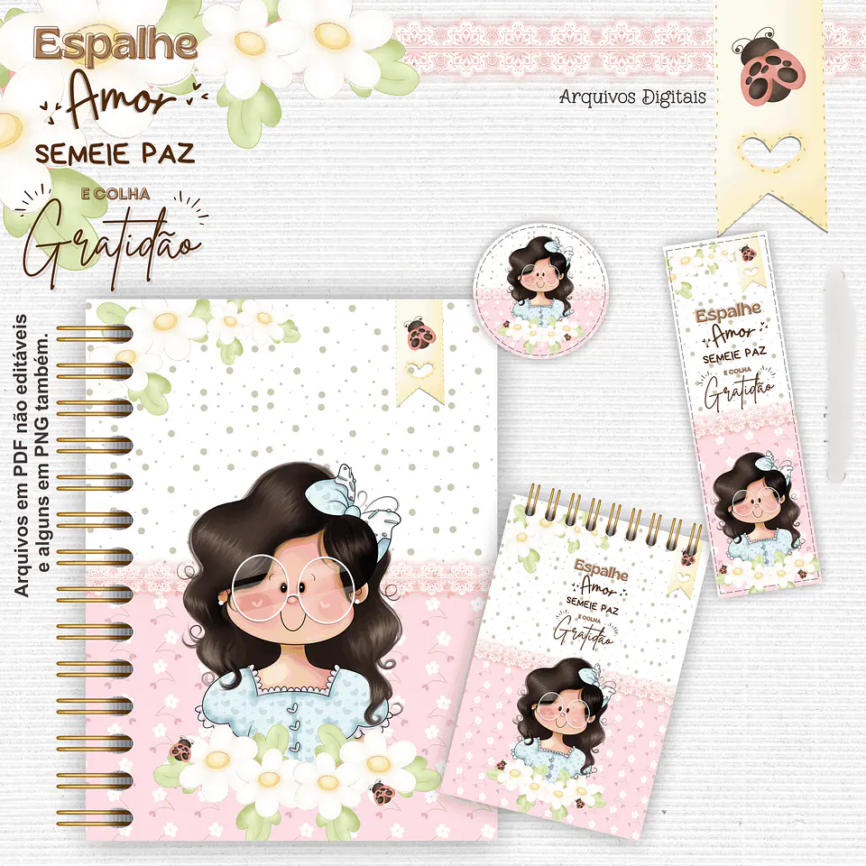 Arquivo Encadernação Kit Gratidão Meninas Floral - Arts Crys 3