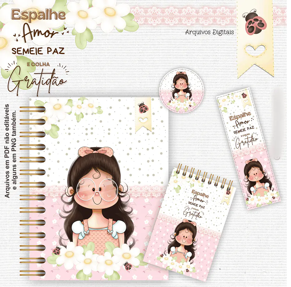 Arquivo Encadernação Kit Gratidão Meninas Floral - Arts Crys 5