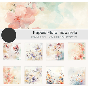 Kit Digital Papéis Floral Aquarela - TUTTI