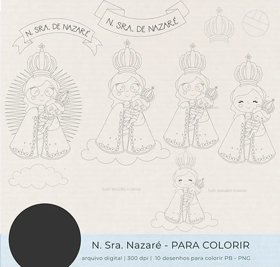 Kit Digital Nossa Senhora de Nazaré para Colorir - TUTTI 1