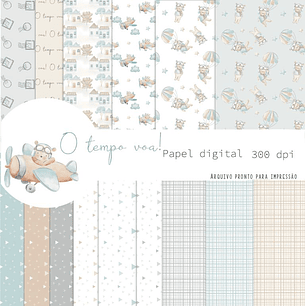Papel Digital - O TEMPO VOA URSINHO AVIADOR - LOLLYTOP