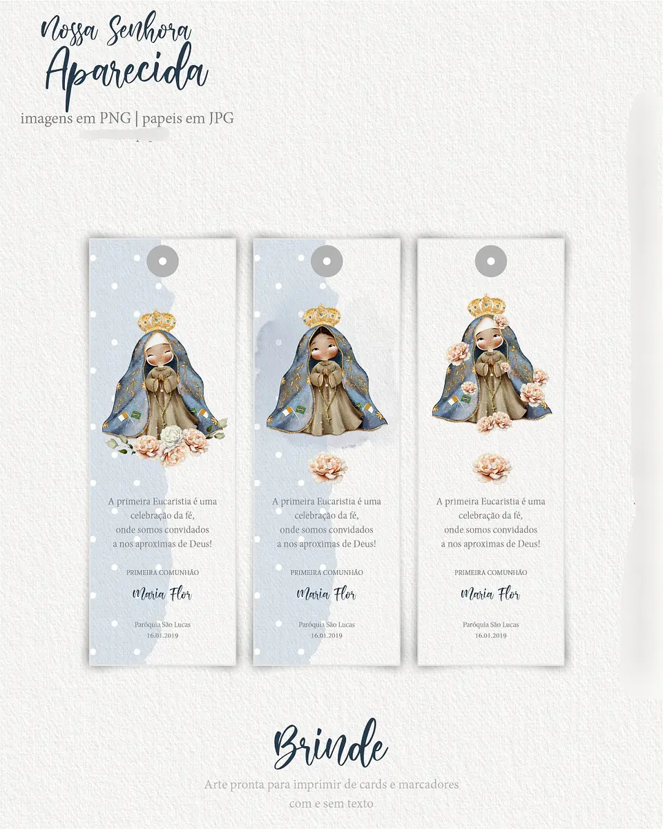 Kit Digital Ilustrações Nossa Senhora Aparecida 4 | (Santinhos) - Carinas Paper 3