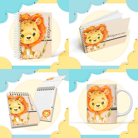 Arquivo Encadernação Baby Leãozinho Aquarela