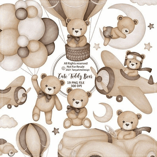 Kit Digital Ursinho no Balão Marrom