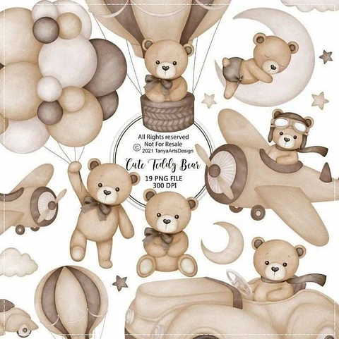 Kit Digital Ursinho no Balão Marrom