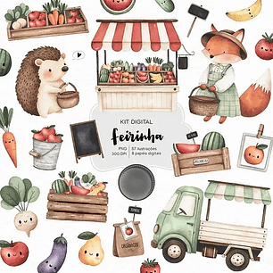 Kit Digital Feirinha Aquarela - Estudio 812