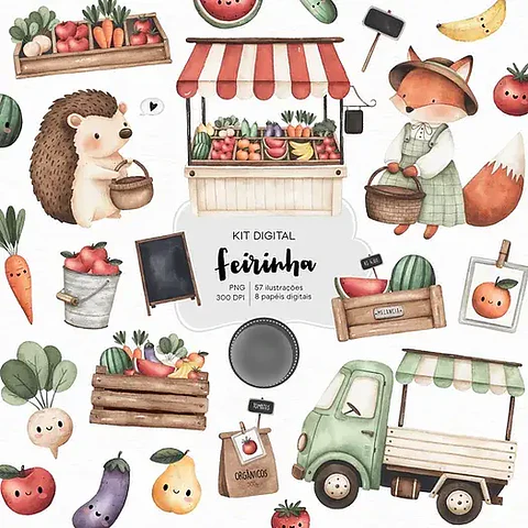 Kit Digital Feirinha Aquarela - Estudio 812