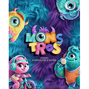 Kit Digital Monstros Kids - Combo Ilustrações e Papéis - TITA