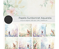 Kit Digital Papel Sunbonnet Aquarela Floral - tutti