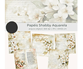 Kit Digital Papéis Shabby Floral Aquarela - tutti