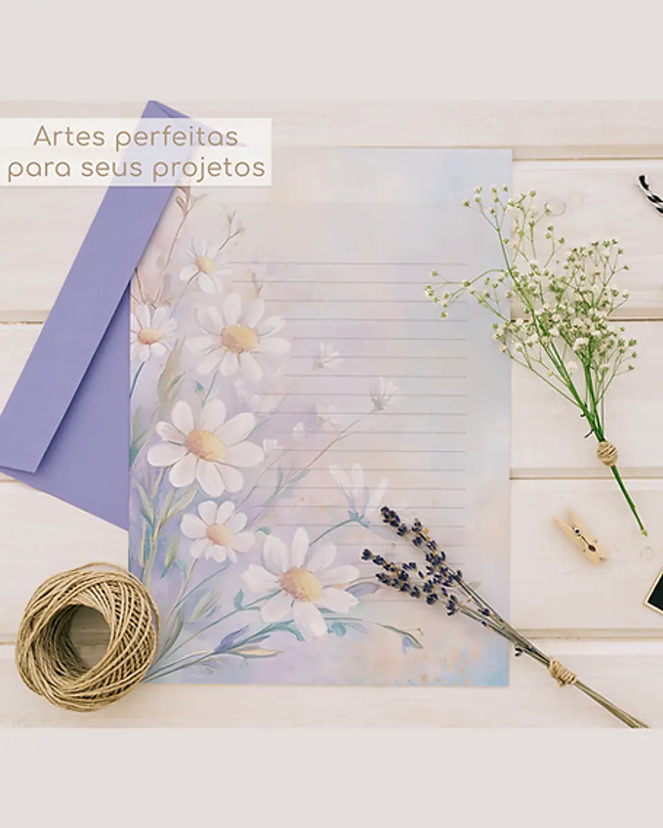 Arquivo Papel de Carta Sunbonnet Floral Aquarela - tutti 3