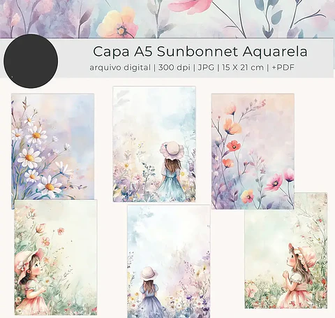 Arquivo Capas A5 Sunbonnet Aquarela - tutti