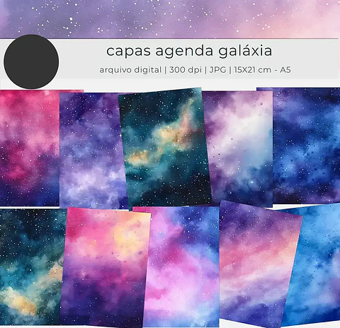 Arquivo Capas A5 Galáxia Aquarela - tutti