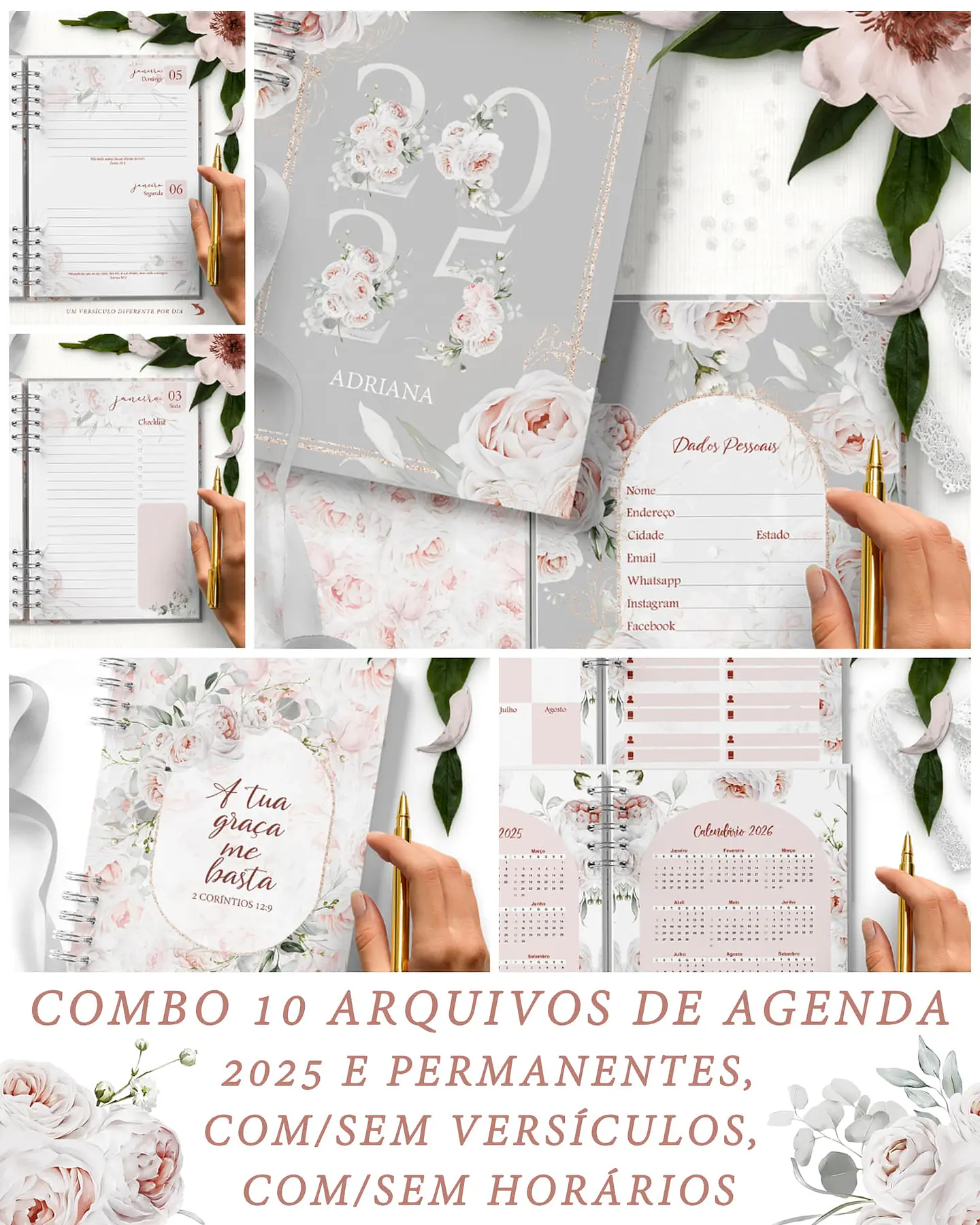 Arquivo Combo 10 Agendas 2025 e Permanente COM e SEM VERSÍCULOS e HORÁRIOS Believe - BICHO PAPEL 1