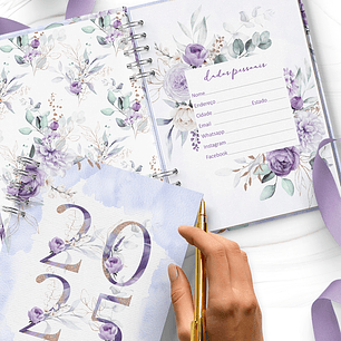 Arquivo Coleção Violeta Combo 8 Agendas 2025 e Permanente COM e SEM VERSÍCULOS e HORÁRIOS - BICHO PAPEL