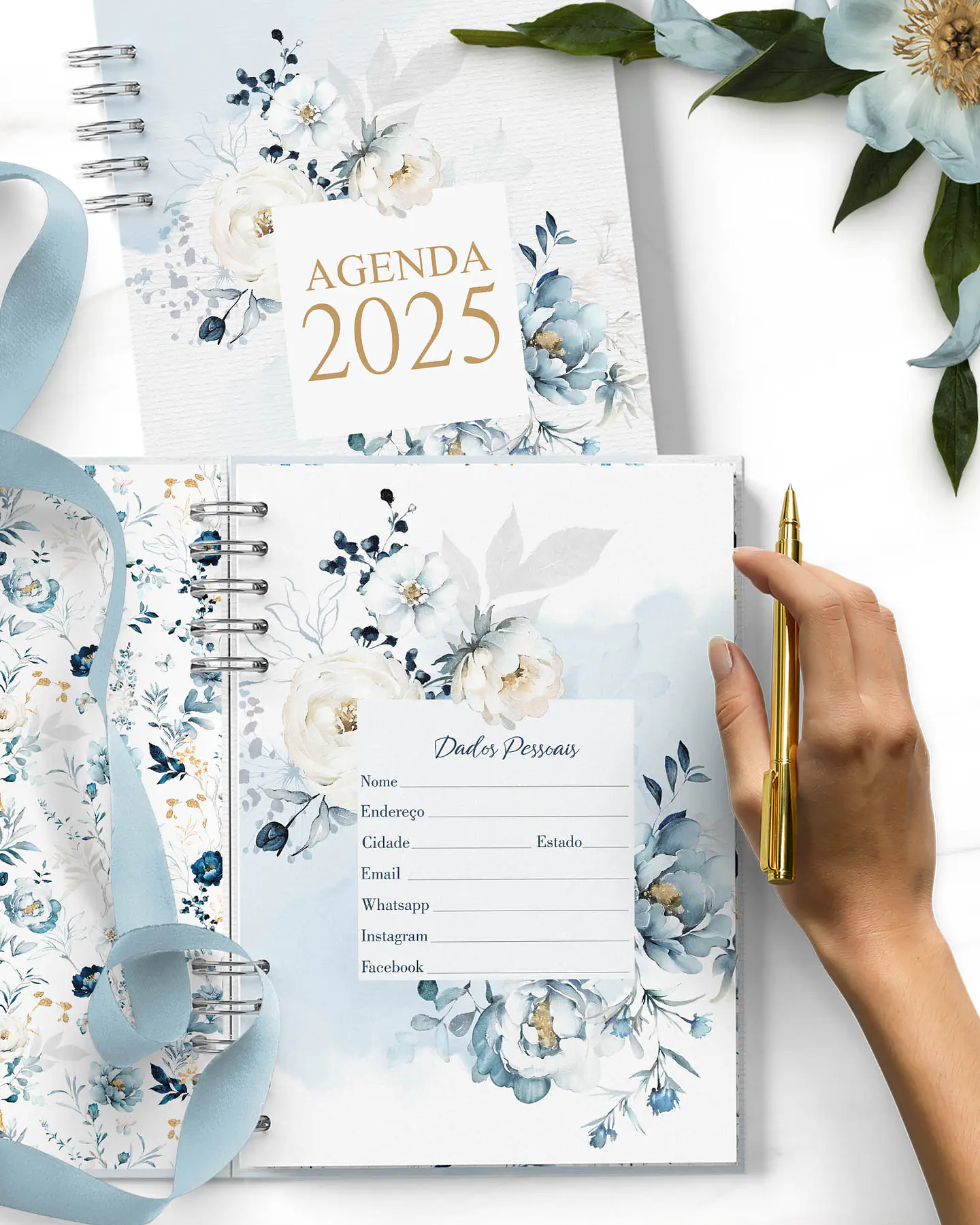 Arquivo Agendas 2025 Coleção Floral Azul - Bicho Papel 1