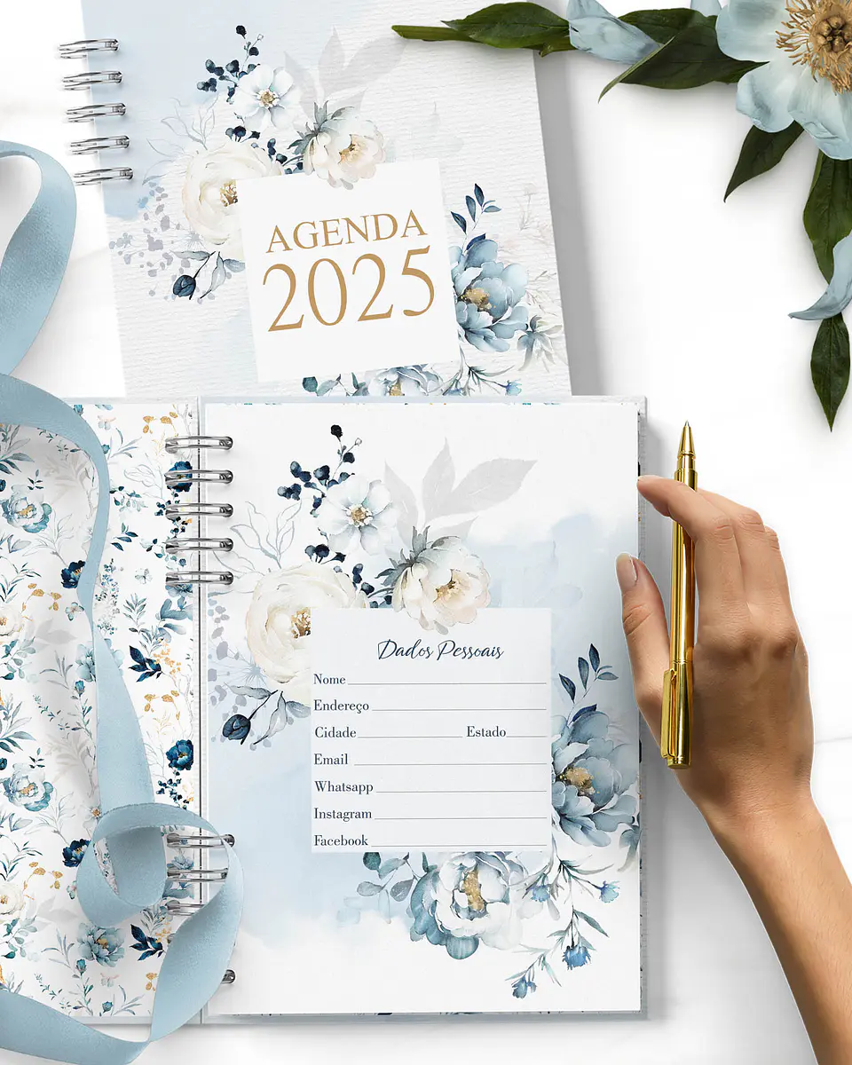 Arquivo Agendas 2025 Coleção Floral Azul - Bicho Papel 1