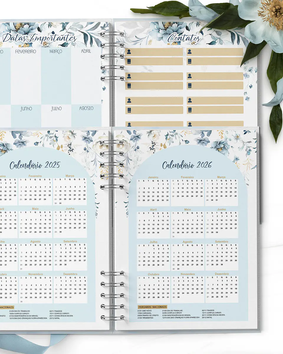 Arquivo Agendas 2025 Coleção Floral Azul - Bicho Papel 5