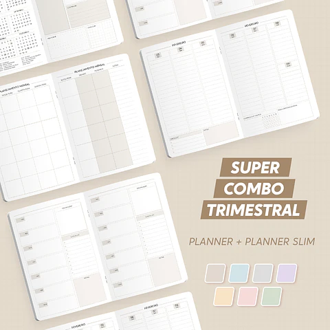 Super Combo Planner Trimestral + Trimestral Slim 2025 – Brochura - Nilmara