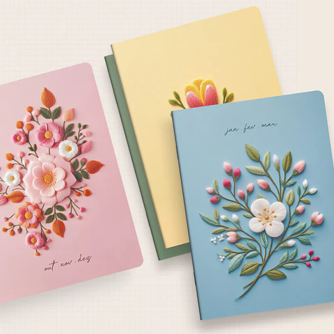 Arquivo Capas Planner Trimestral Coleção Flores e Bordados Dia Brochura 2025 - NILMARA