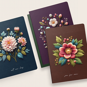 Arquivo Capas Planner Trimestral Coleção Flores e Bordados Noite Brochura 2025 - NILMARA