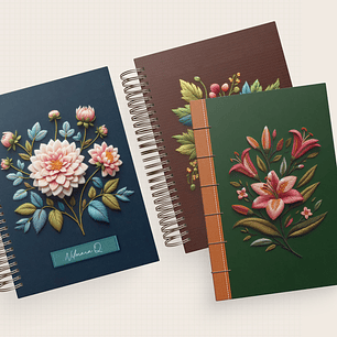 Arquivo Capas Planner Trimestral Coleção Flores e Bordados Noite 2025 - NILMARA