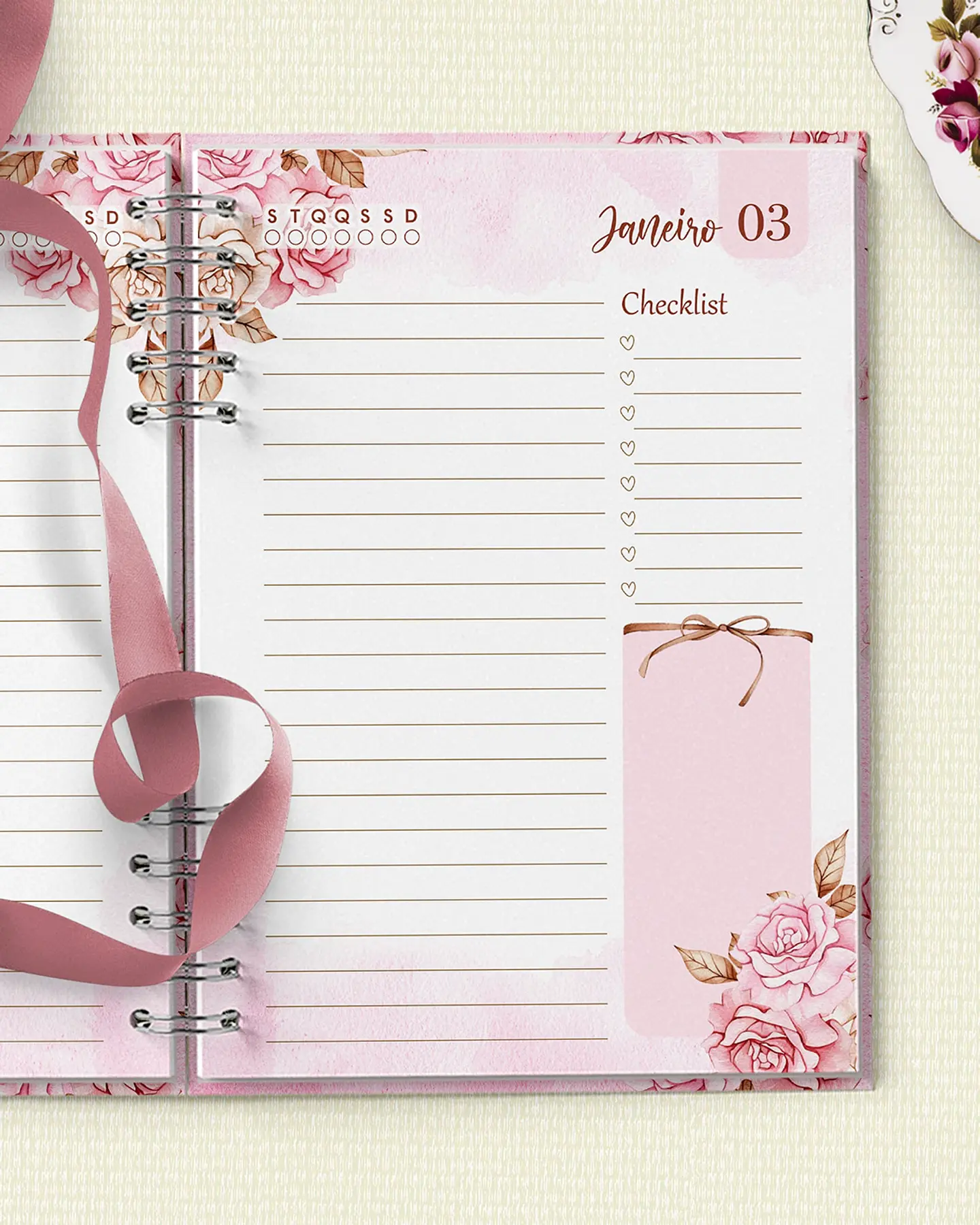 Arquivo Combo Agenda Mulher Virtuosa - Floral Rosa - Bicho Papel 5