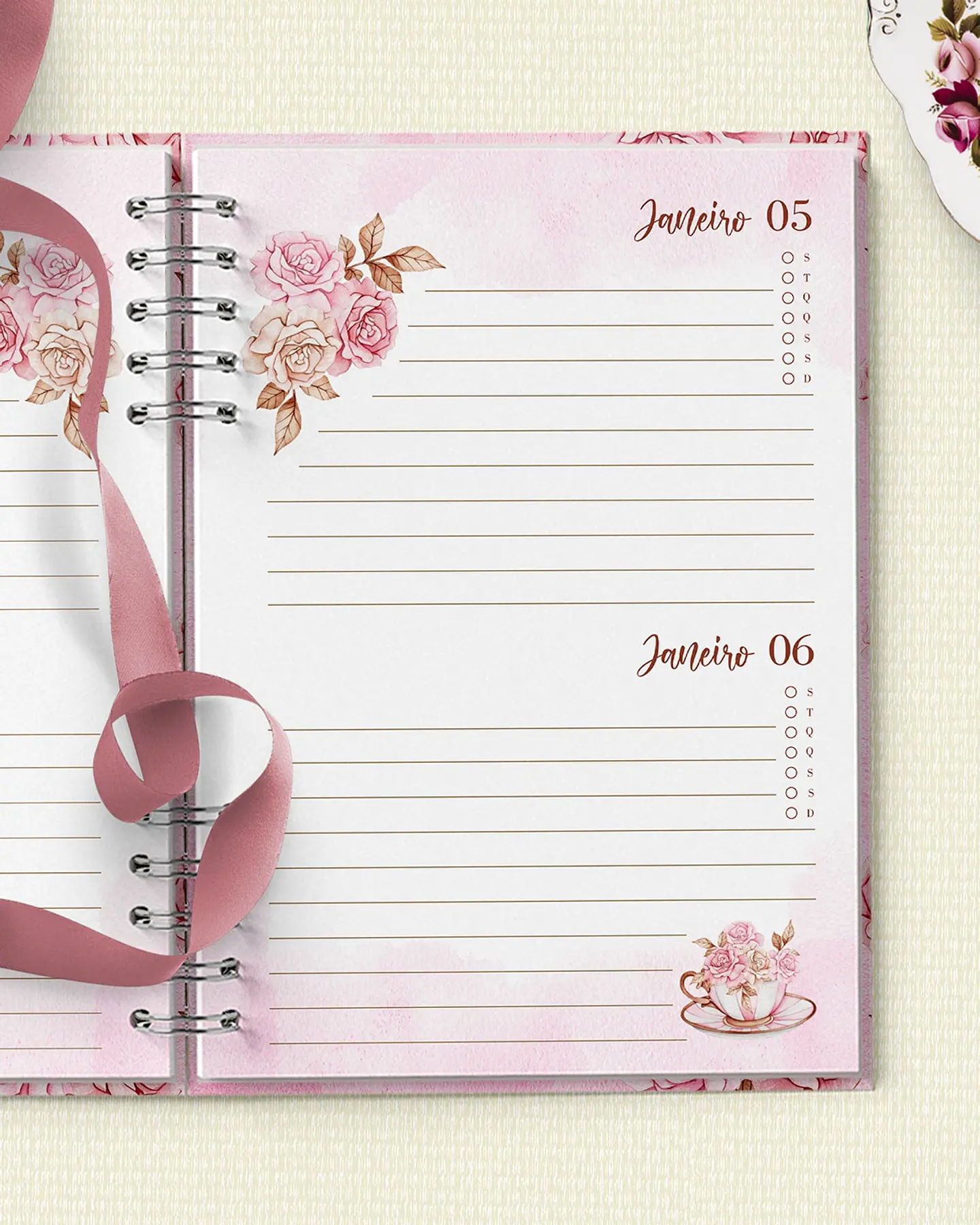 Arquivo Combo Agenda Mulher Virtuosa - Floral Rosa - Bicho Papel 6