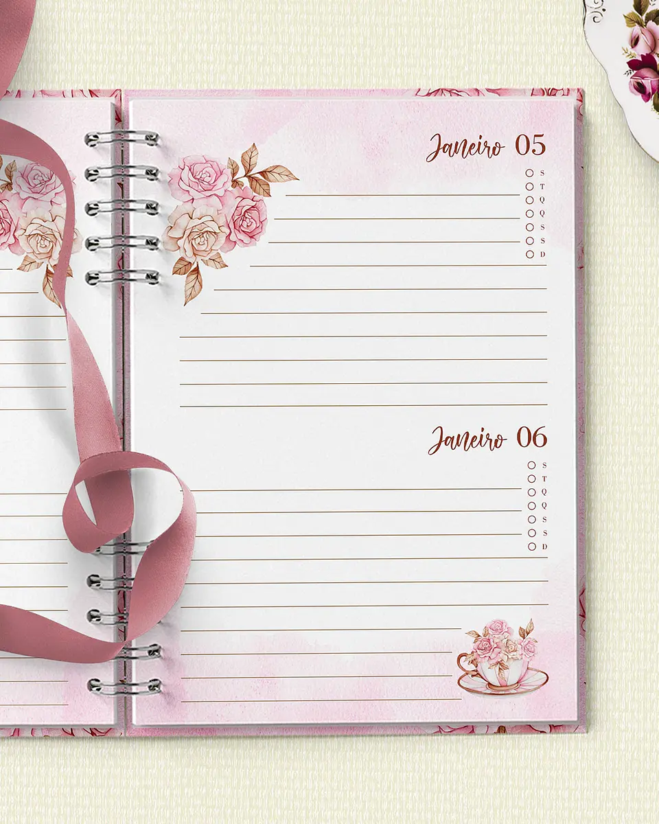 Arquivo Combo Agenda Mulher Virtuosa - Floral Rosa - Bicho Papel 6