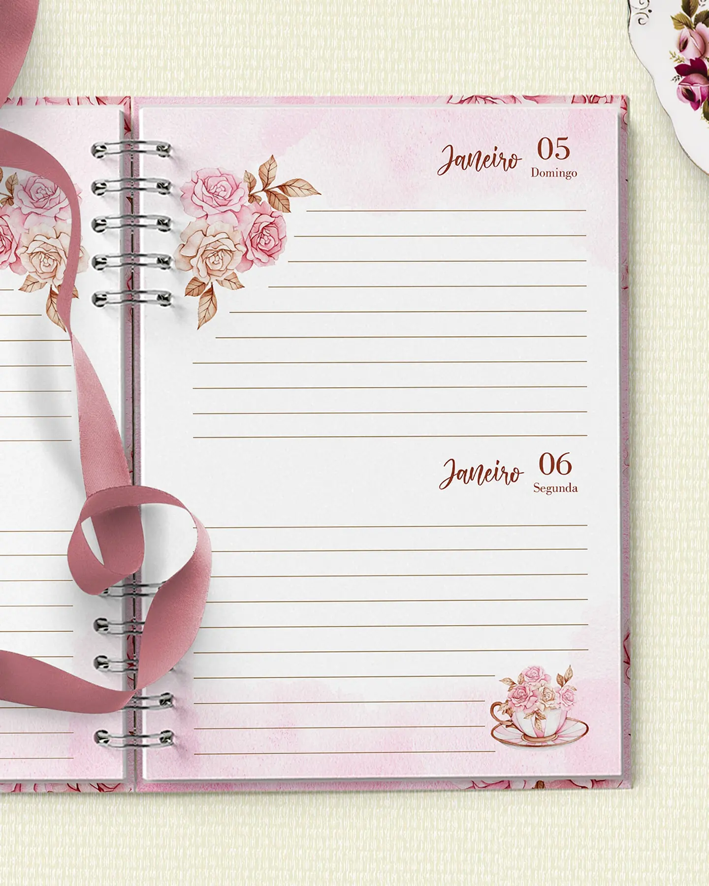 Arquivo Combo Agenda Mulher Virtuosa - Floral Rosa - Bicho Papel 7
