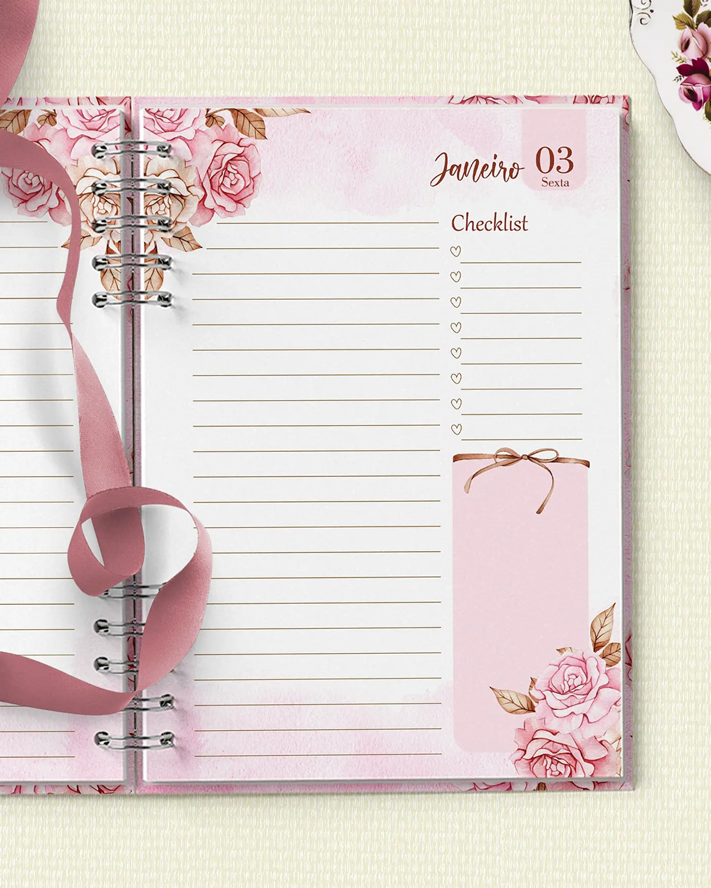 Arquivo Combo Agenda Mulher Virtuosa - Floral Rosa - Bicho Papel 8